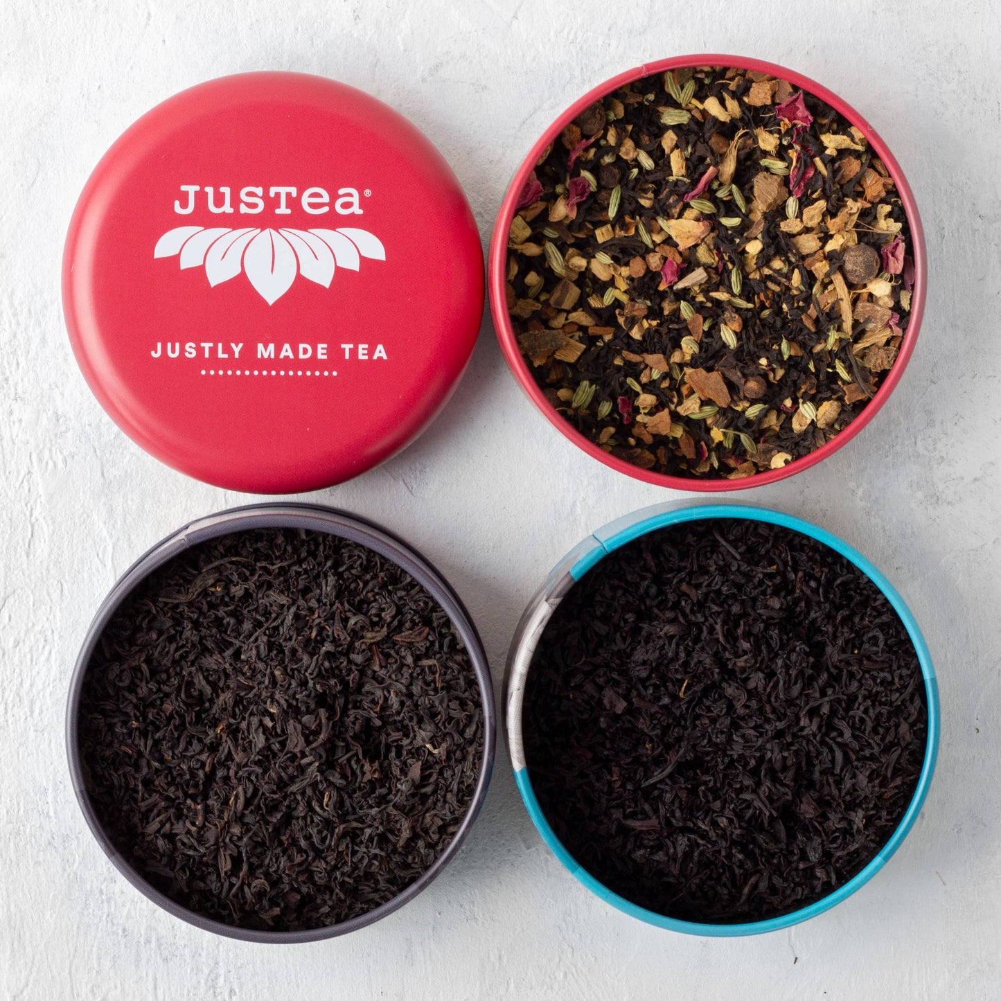 JusTea: Black Tea Trio Tin & Spoon - Organic, Fair-Trade Tea Gift