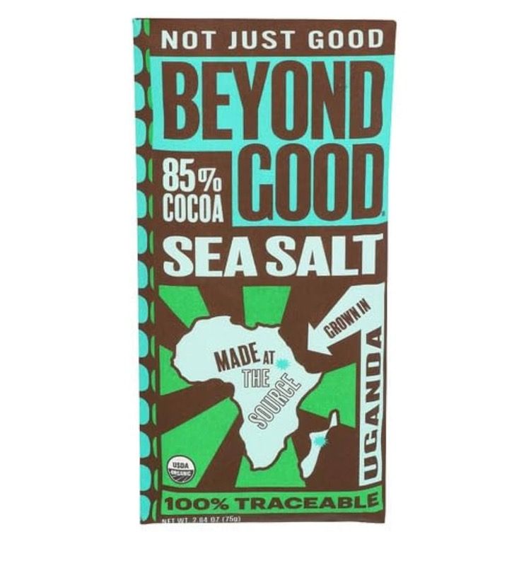Beyond Good 85% Cocoa Chocolate Bar-Sea Salt- Grown In Uganda-2.64oz