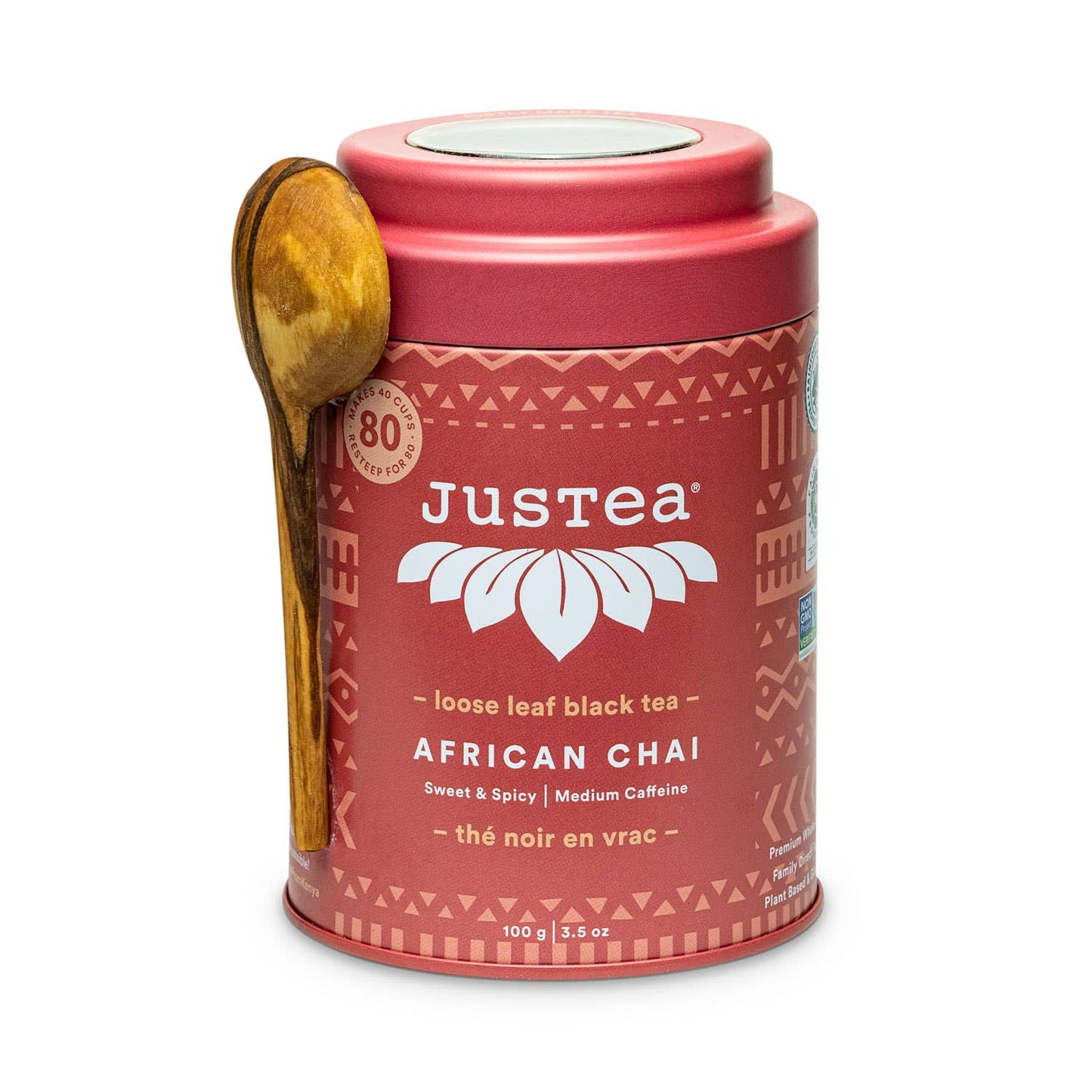 JusTea: African Chai Tin & Spoon - Organic, Fair-Trade, Black Tea