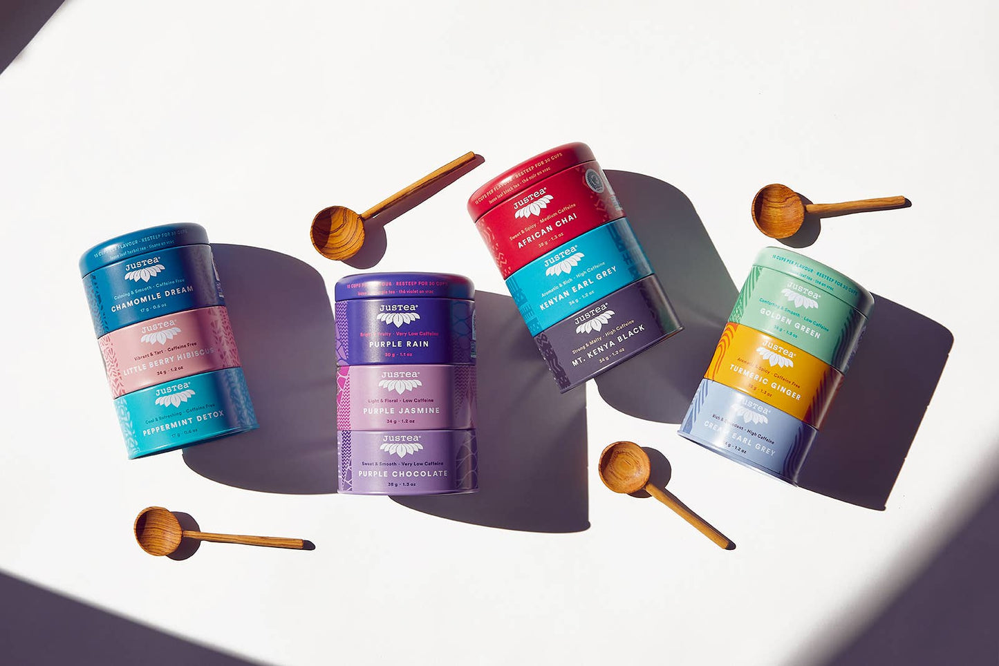 JusTea: Purple Tea Trio Tin & Spoon - Organic, Fair-Trade Tea Gift