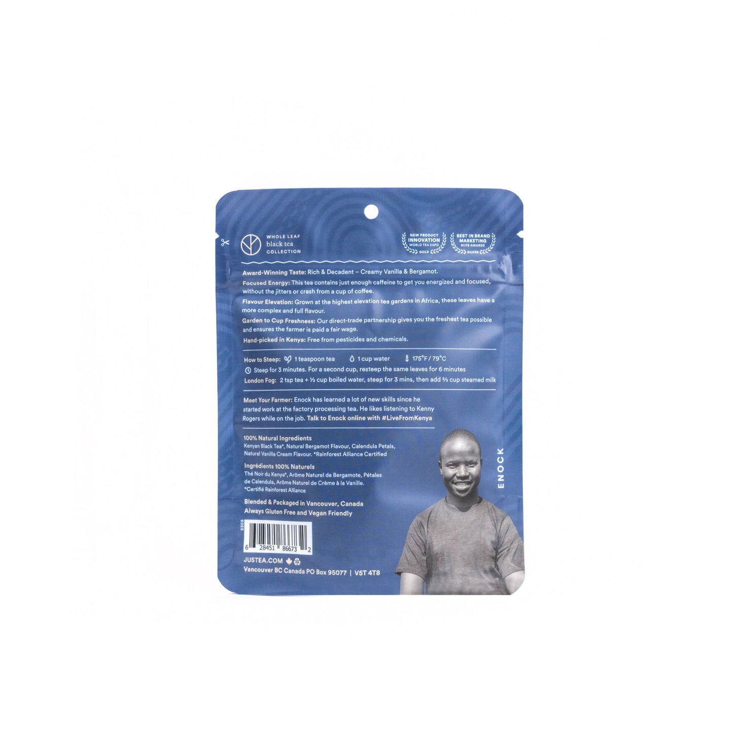 JusTea: Cream Earl Grey Stand-up Pouch - Fair-Trade, Black Tea