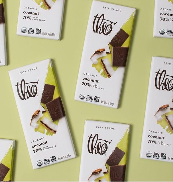 Theo Chocolate Organic Bar - Dark Chocolate - 70 %Cacao -Coconut -3 Oz