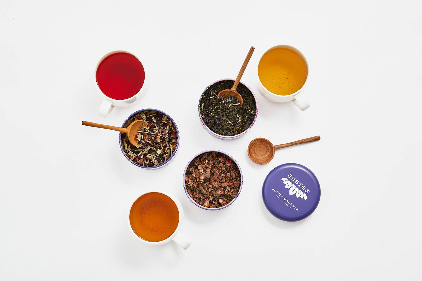 JusTea: Purple Tea Trio Tin & Spoon - Organic, Fair-Trade Tea Gift