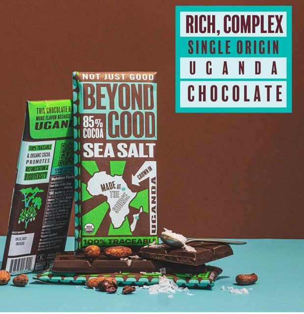 Beyond Good 85% Cocoa Chocolate Bar-Sea Salt- Grown In Uganda-2.64oz