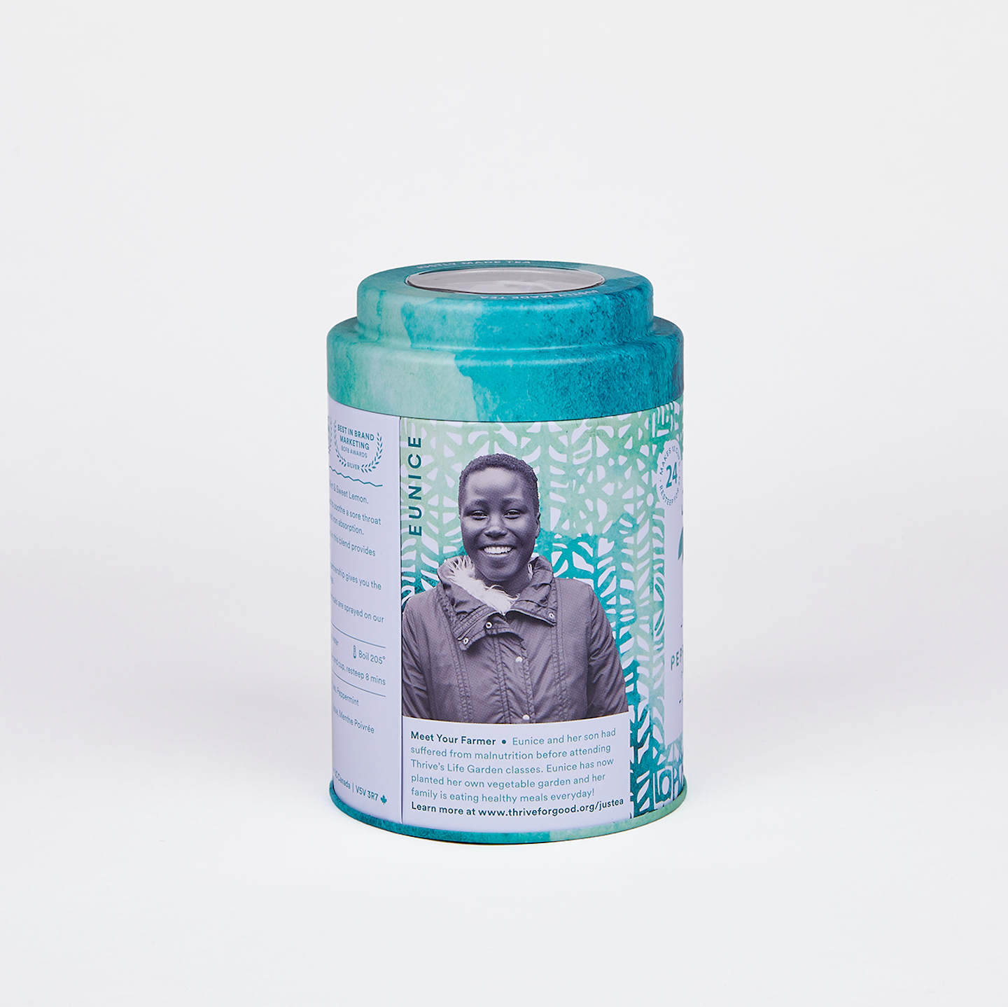 JusTea: Peppermint Detox Tea Bag Tin - Organic Fair-Trade Herbal Tea