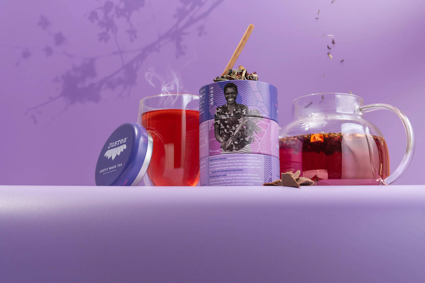 JusTea: Purple Tea Trio Tin & Spoon - Organic, Fair-Trade Tea Gift