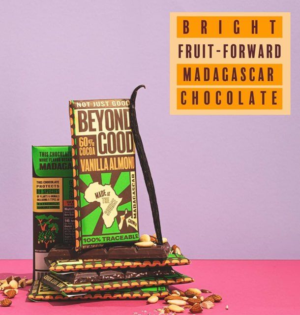 Beyond Good 60% Cocoa Vanilla Almond Chocolate Bar Grown In Madagascar-2.64oz