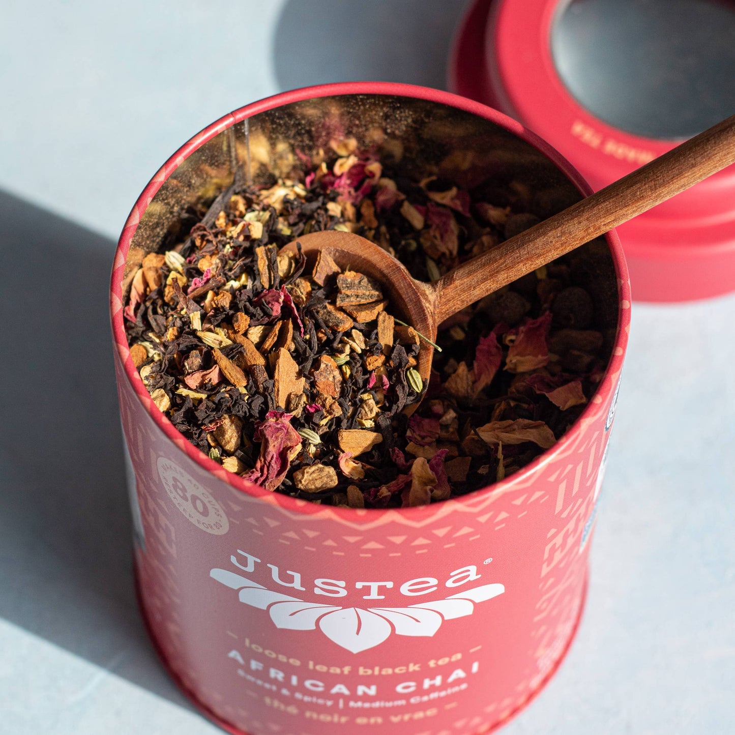 JusTea: African Chai Tin & Spoon - Organic, Fair-Trade, Black Tea