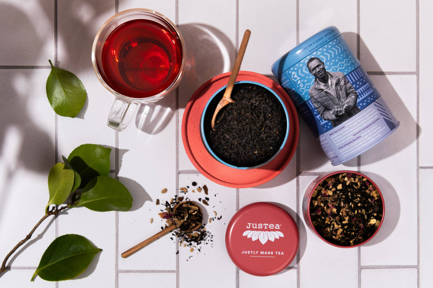 JusTea: Black Tea Trio Tin & Spoon - Organic, Fair-Trade Tea Gift