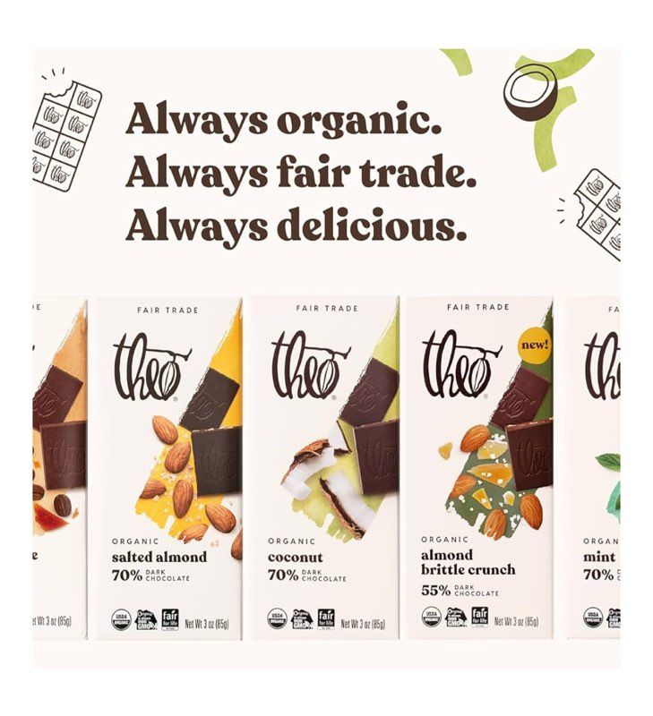 Theo Chocolate Organic Bar - Dark Chocolate - 70 %Cacao -Coconut -3 Oz