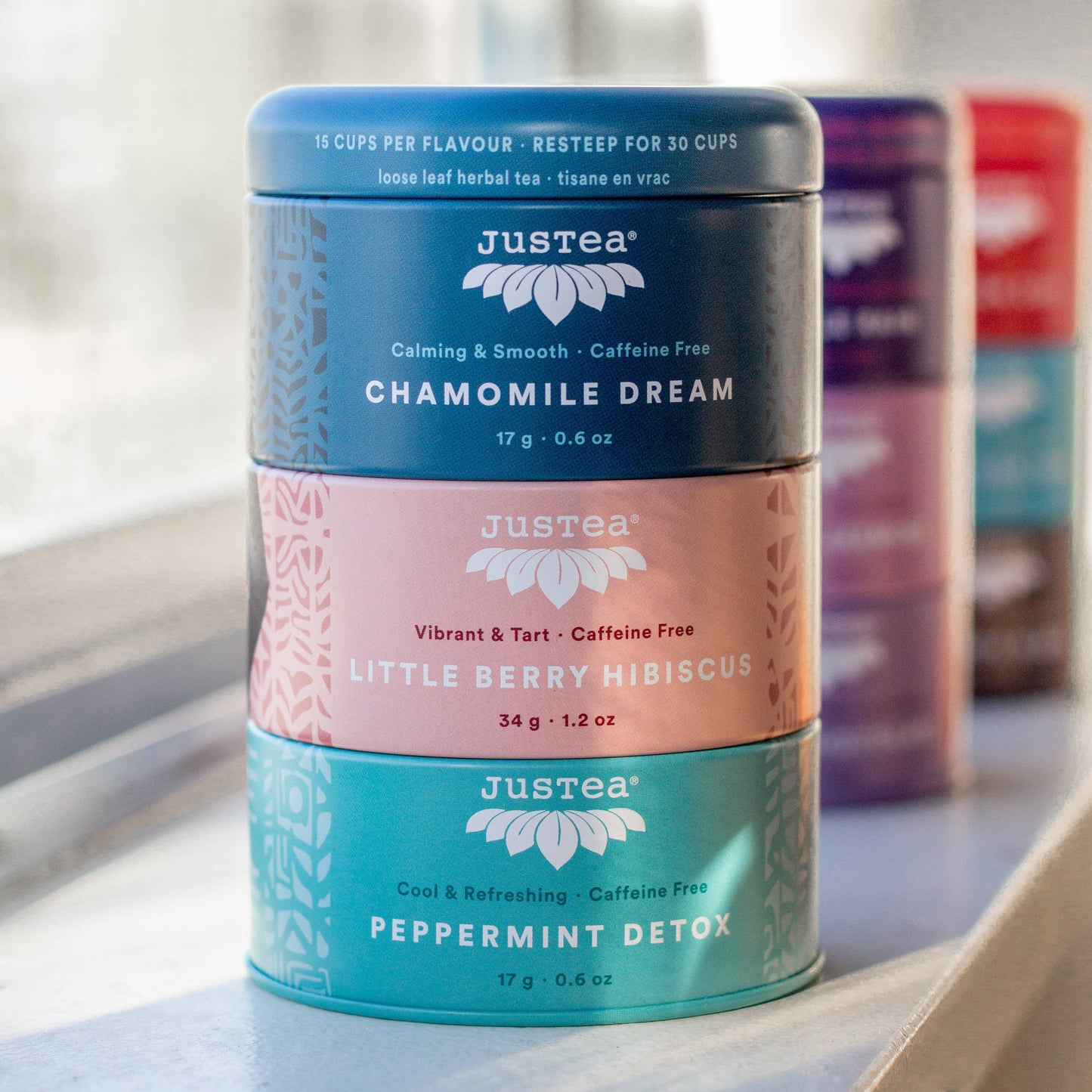 JusTea: Herbal Tea Trio Tin & Spoon - Organic, Fair-Trade Tea Gift