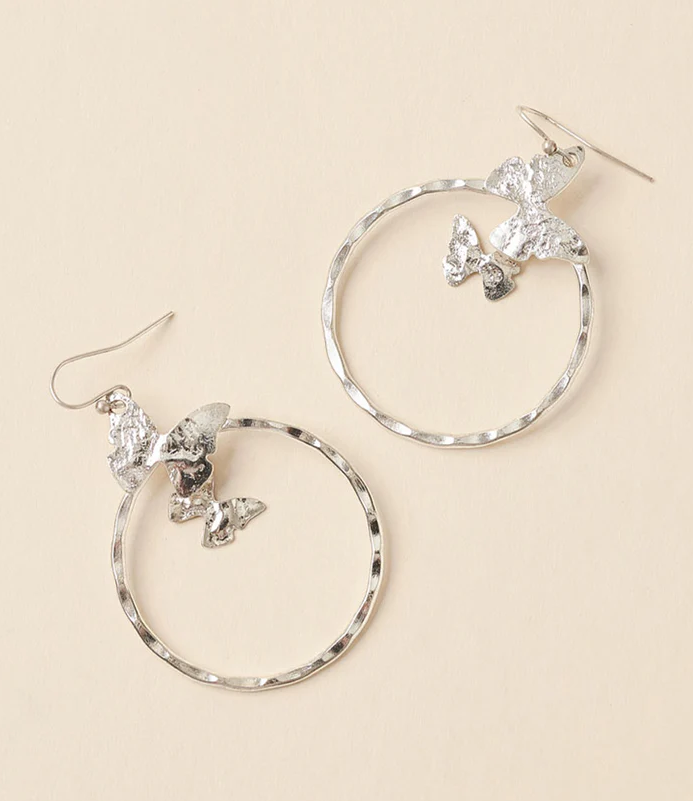 Matr Boomie Fair Trade: Ishya Butterfly Silver Hoop Earrings