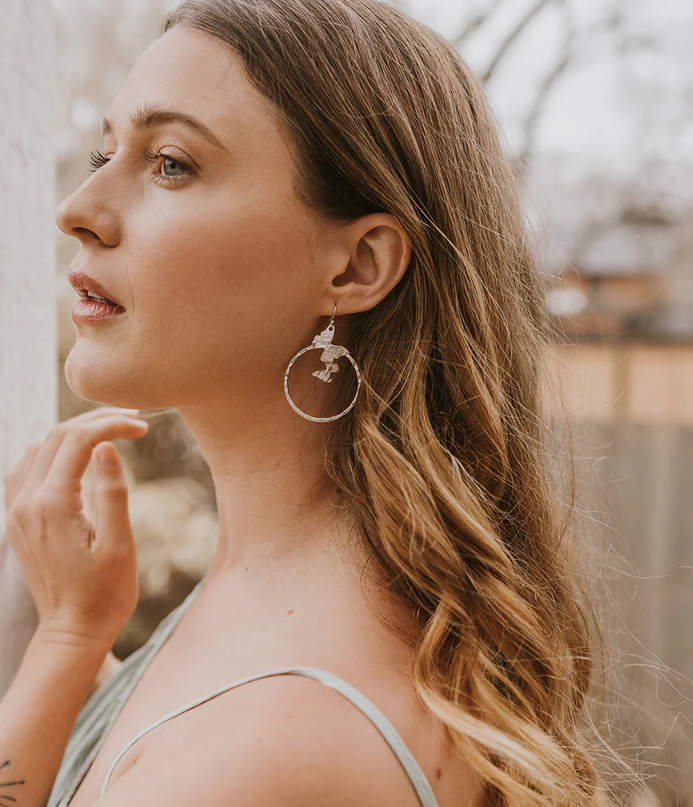 Matr Boomie Fair Trade: Ishya Butterfly Silver Hoop Earrings