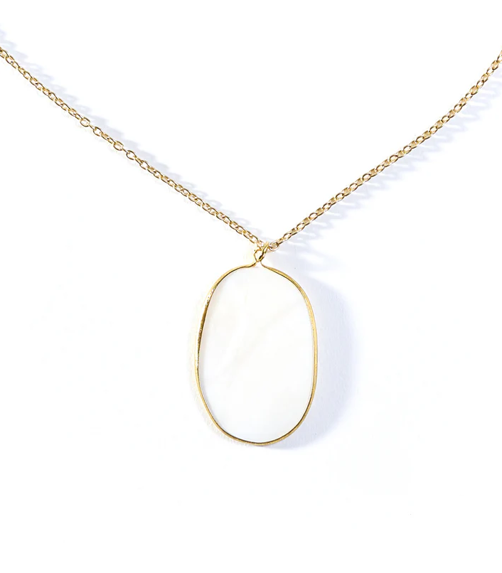 Matr Boomie Fair Trade: Dhavala Mother of Pearl Pendant Necklace