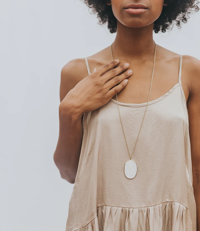 Matr Boomie Fair Trade: Dhavala Mother of Pearl Pendant Necklace