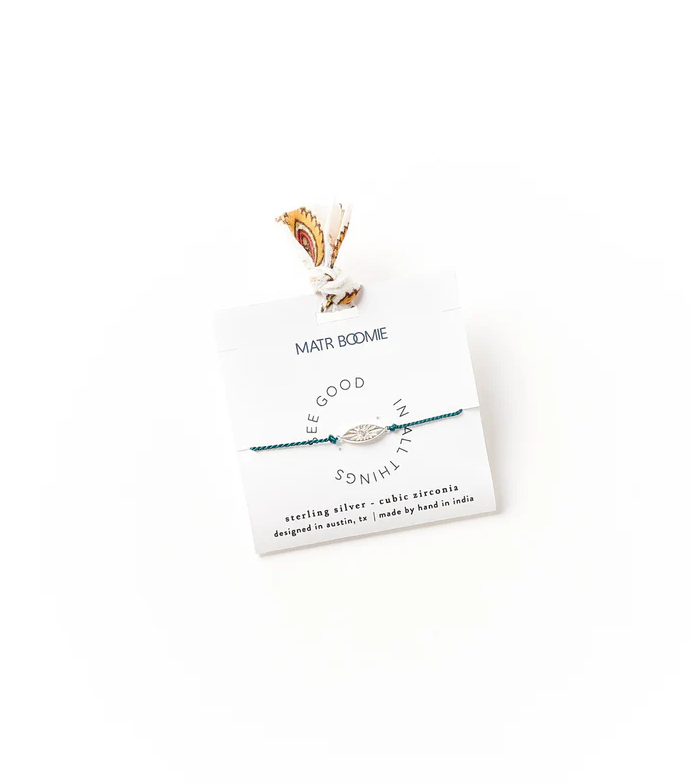 Matr Boomie Fair Trade: Jivala Evil Eye Bracelet - Sterling Silver Charm