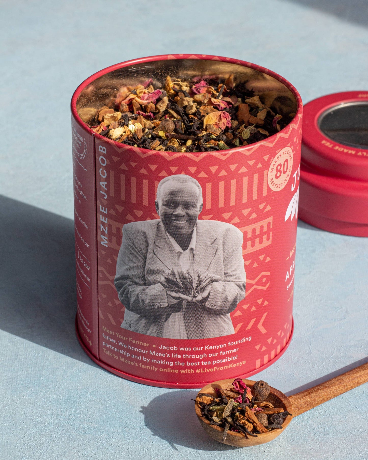 JusTea: African Chai Tin & Spoon - Organic, Fair-Trade, Black Tea