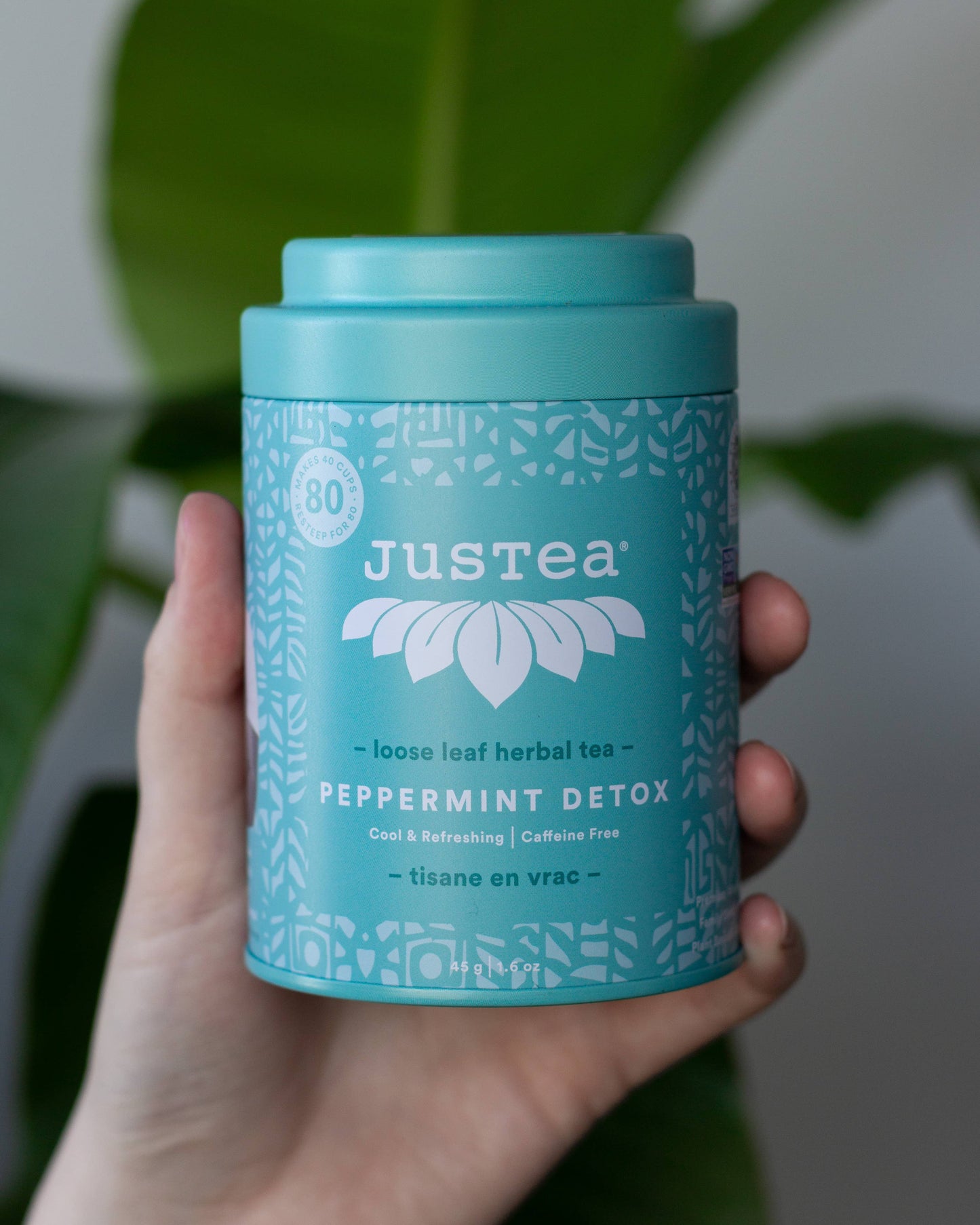 JusTea: Peppermint Detox Tin & Spoon- Organic, Fair-Trade Herbal Tea