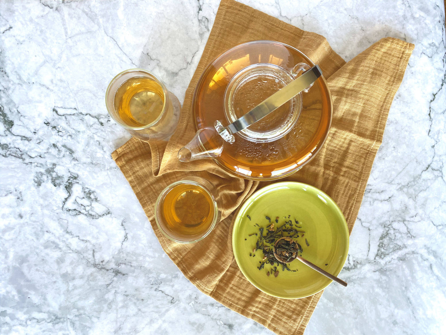 JusTea: Coconut Green Tin & Spoon - Organic, Fair-Trade, Green Tea