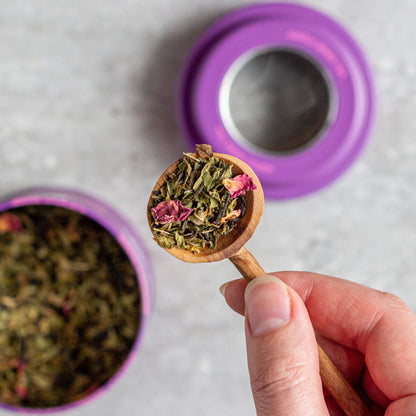 JusTea: Purple Mint Tin with Spoon - Organic, Fair-Trade, Purple Tea