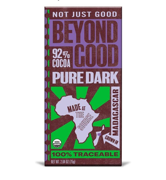 Beyond Good 92% Cocoa Pure Dark Chocolate Bar Grown In Madagascar- 2.64 oz