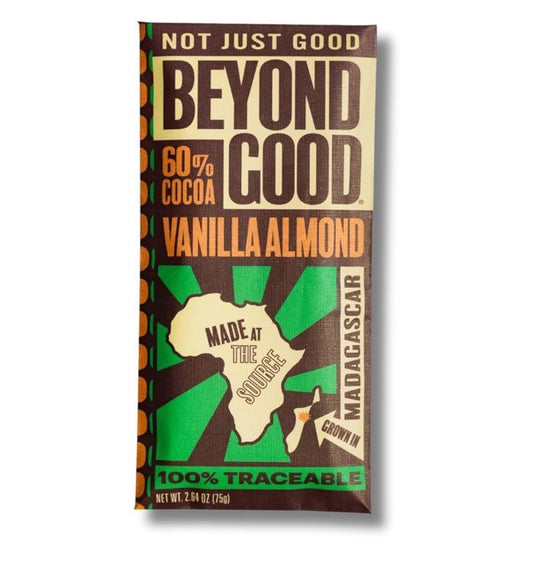 Beyond Good 60% Cocoa Vanilla Almond Chocolate Bar Grown In Madagascar-2.64oz