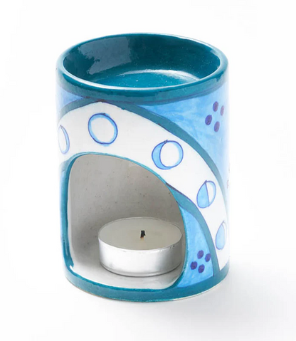 Matr Boomie Fair Trade: Amiya Moon Phase Essential Oil Warmer - Hand Painted Ceramic