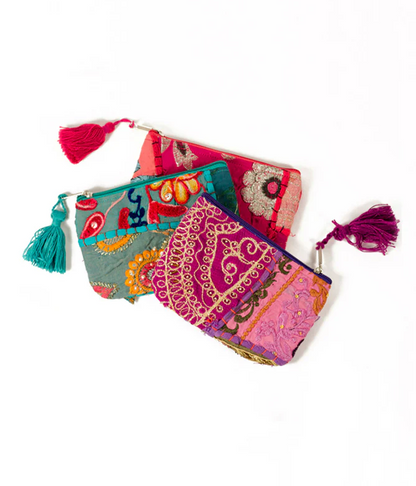 Matr Boomie Fair Trade: Color Splash Embroidered Coin Purse - Assorted, Fair Trade