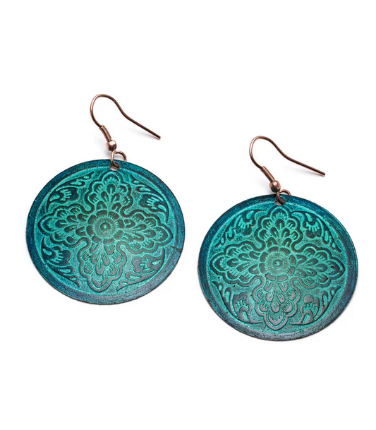 Matr Boomie Fair Trade: Devika Teal Disc Drop Earrings