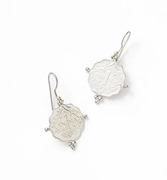 Matr Boomie Fair Trade: Sikka Silver Coin Drop Earrings - sustainable jewelry