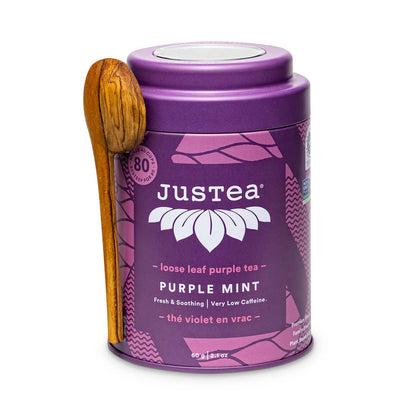 JusTea: Purple Mint Tin with Spoon - Organic, Fair-Trade, Purple Tea